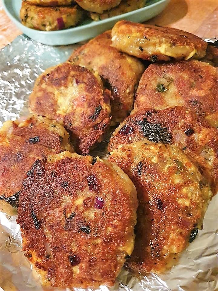 Homemade potato chapli-style cutlets.